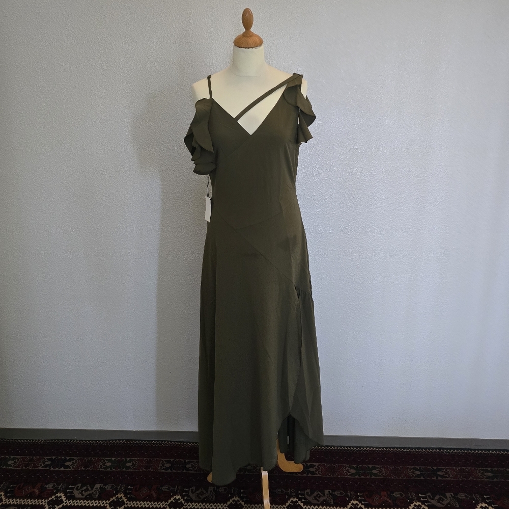 Joyfolie Asymmetrical Olive Dress